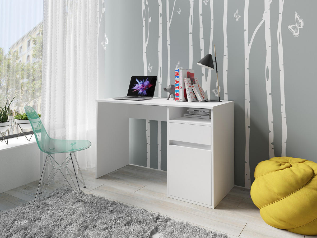 SCHREIBTISCH REGIS 120x53x75,5 cm Bürotisch Computertisch, Weiß - Weiß, Holzwerkstoff (53/120/75.5cm) - MASSENO