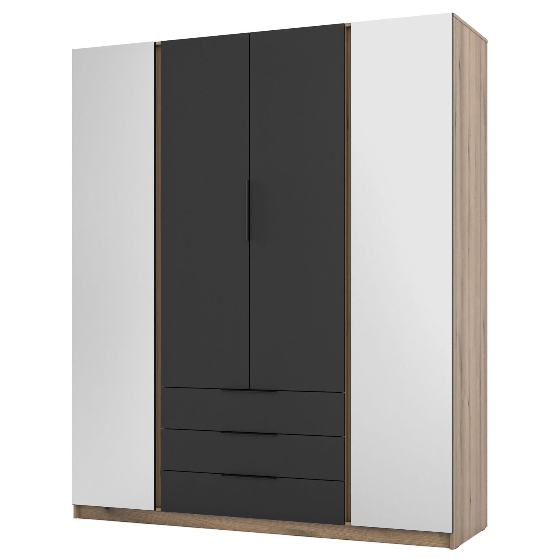 KLEIDERSCHRANK Kaja Schwarz/Eiche 200 cm - Schwarz, Holzwerkstoff/Metall (200/239/61.9cm) - Selsey