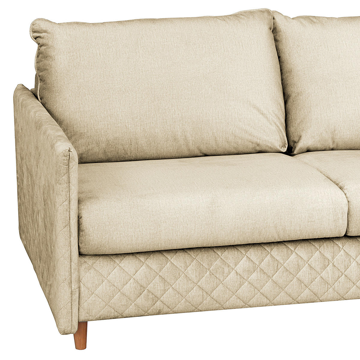 SCHLAFSOFA mit Matratze - Samt - Beige/Buchefarben, Buchenholz/Textil (171/95/101cm) - home24