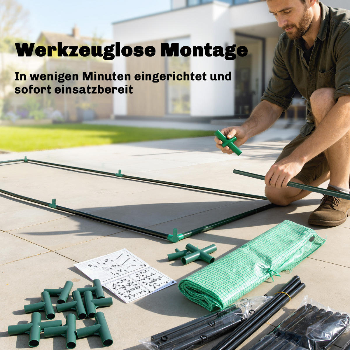 TOMATENGEWÄCHSHAUS Foliengewächshaus mit Rolltor Netzfenster Bogendach - Grün, Metall (68/200/170cm) - Outsunny