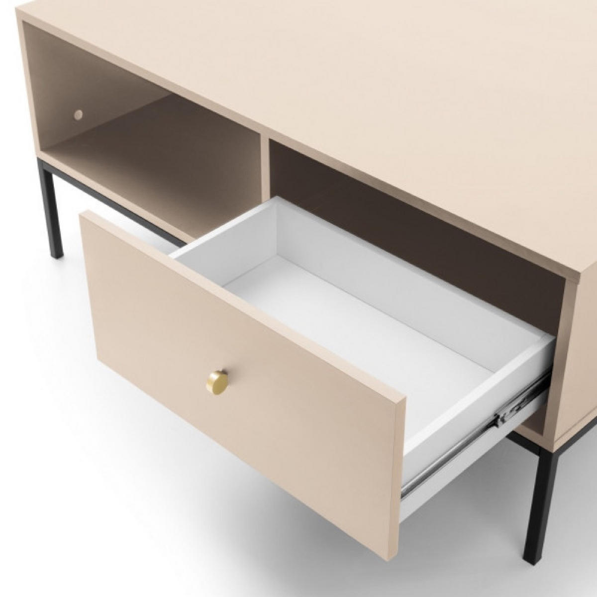 TISCH Beige MONAKO Mit Schwarzem Gestell Mit Metallgestell - Beige, Holzwerkstoff (1/68/46.2cm) - Sepro Meble