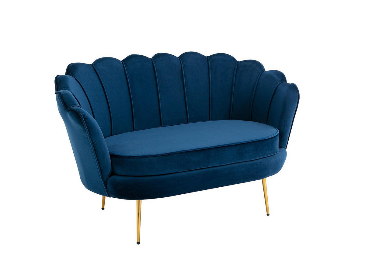 COUCHGARNITUR Muschel 2+1 - Samt - Dunkelblau - DANDELION - Blau, Textil (124/78/75cm) - Pascal Morabito