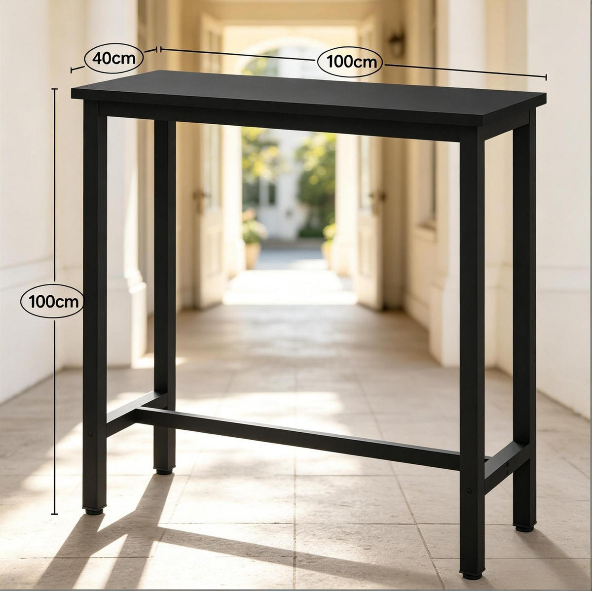 BARTISCH 40/100/100 cm in Schwarz aus Holzwerkstoff und Metall - Schwarz, Metall (40/100/100cm) - BEAOK