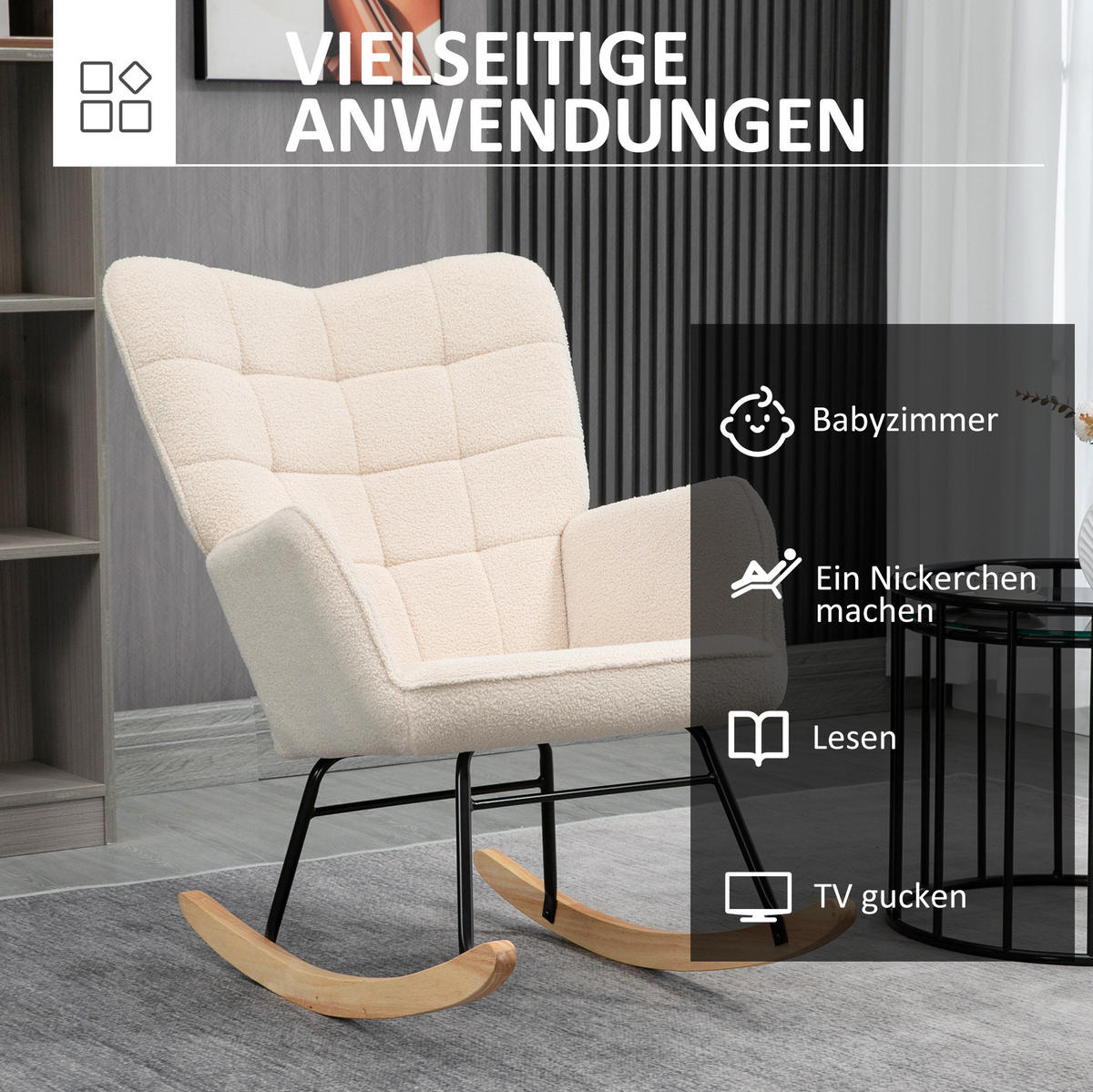 SCHAUKELSTUHL 98/71/101 cm Beige aus Polyester mit hoher Rückenlehne - Beige, Textil (98/101/71cm) - OKWISH