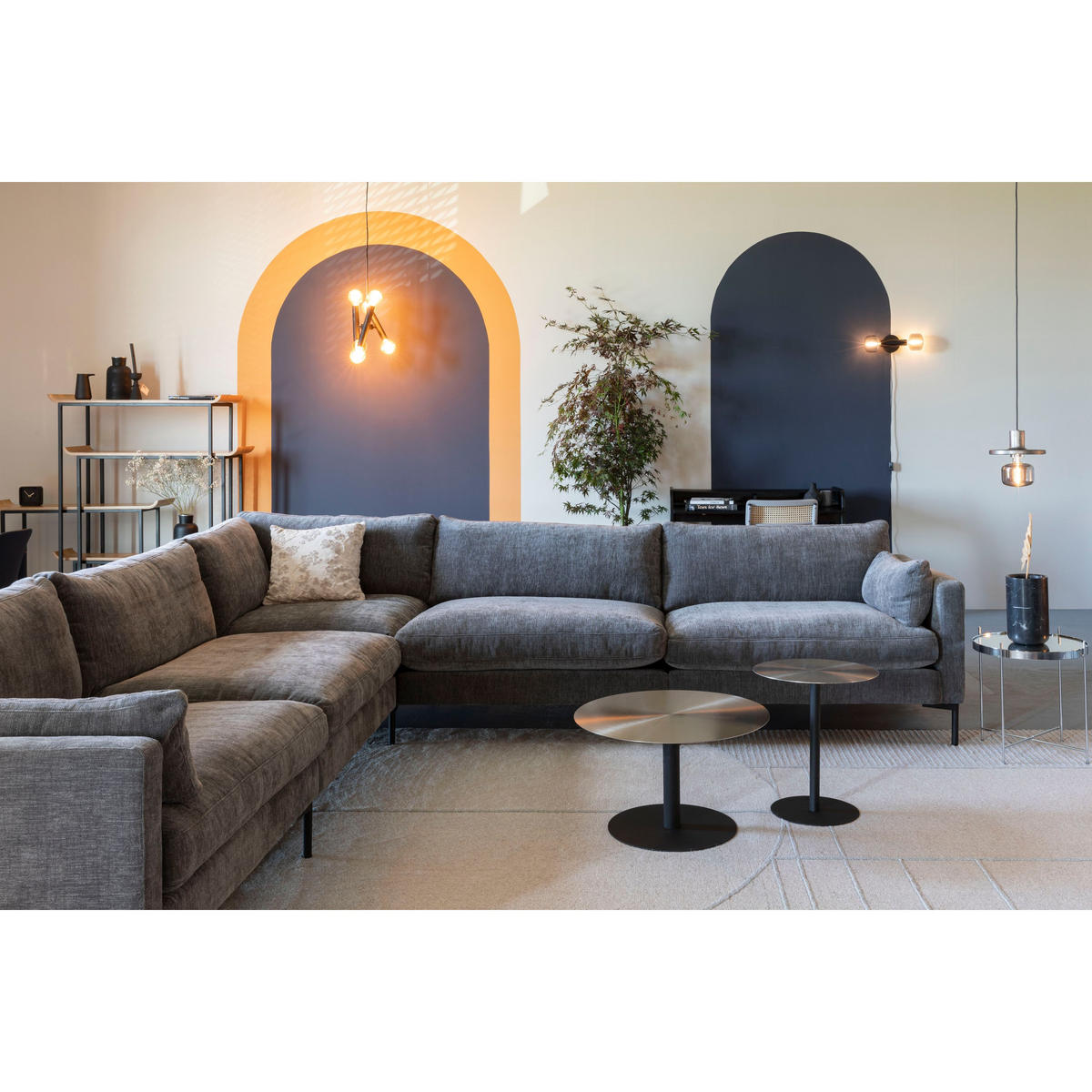 ECKSOFA 7-SITZER Summer Anthrazit - Grau, Textil (318/31.8cm) - Zuiver