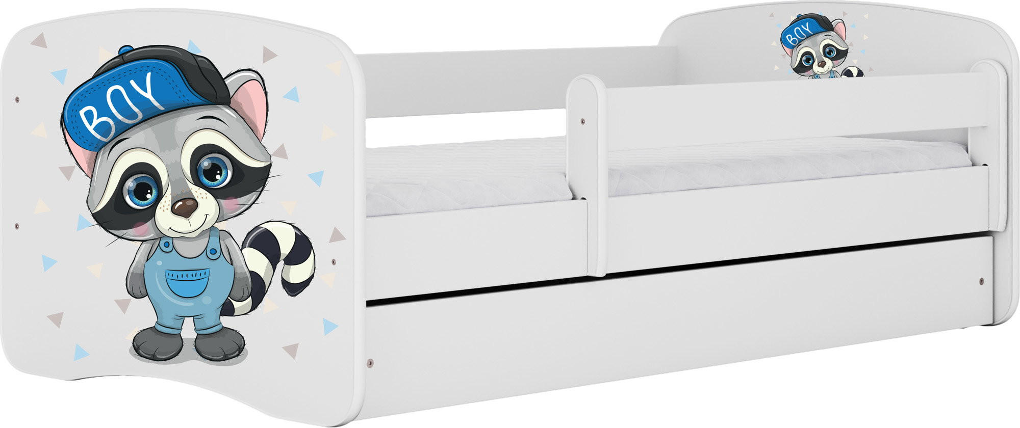 KINDERBETT Emily mit Schublade und Matratze, Weiß 80x160 cm - Blaugrau/Weiß, Holzwerkstoff (160/80cm) - WFL GROUP