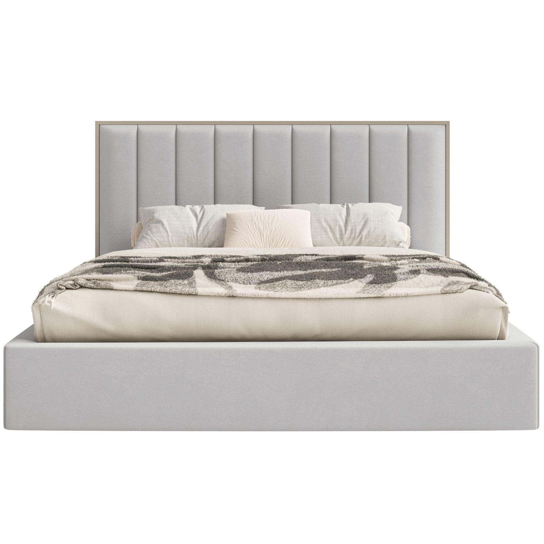 POLSTERBETT Togents Hellgrau mit Veloursbezug und LED, 160x200 cm - Hellgrau, Textil (160/200cm) - Selsey