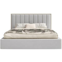 POLSTERBETT Togents Hellgrau mit Veloursbezug und LED, 140x200 cm - Hellgrau, Textil (140/200cm) - Selsey