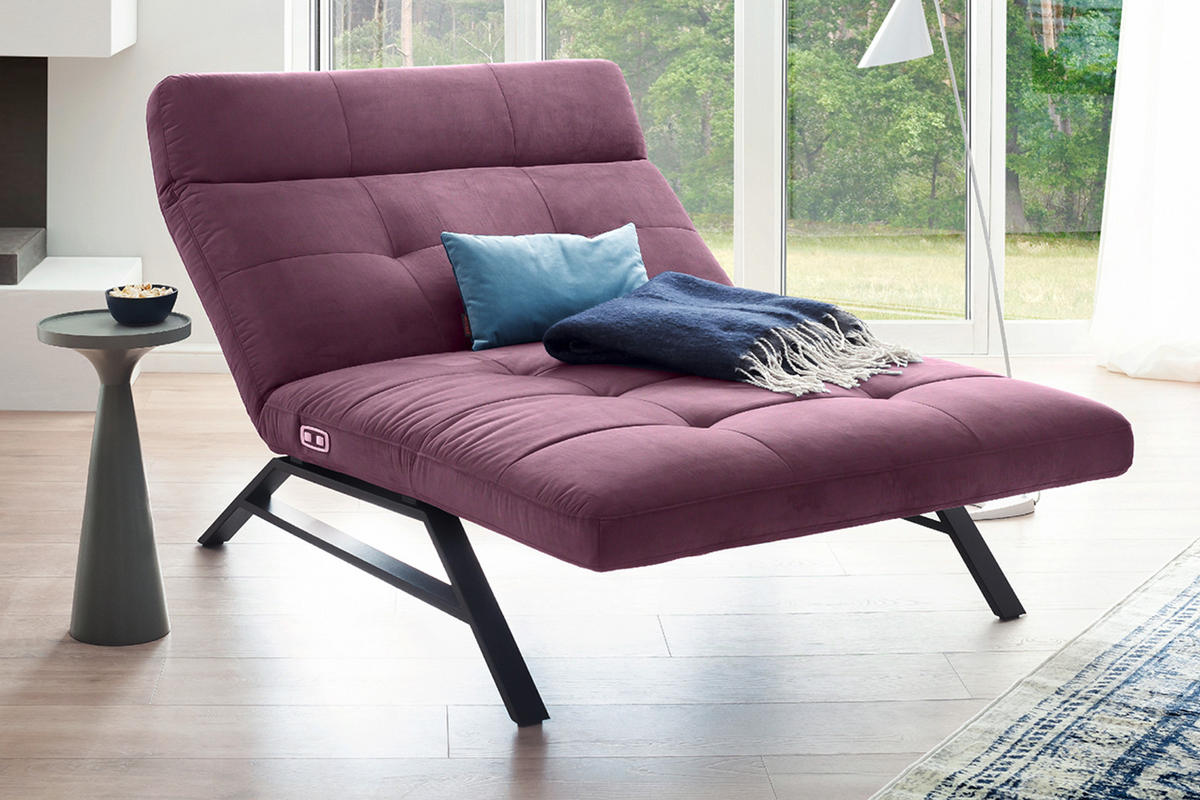 LIEGE AMERIVA Violett Velvet - Violett/Schwarz, Textil (120/110/158cm) - KAWOLA
