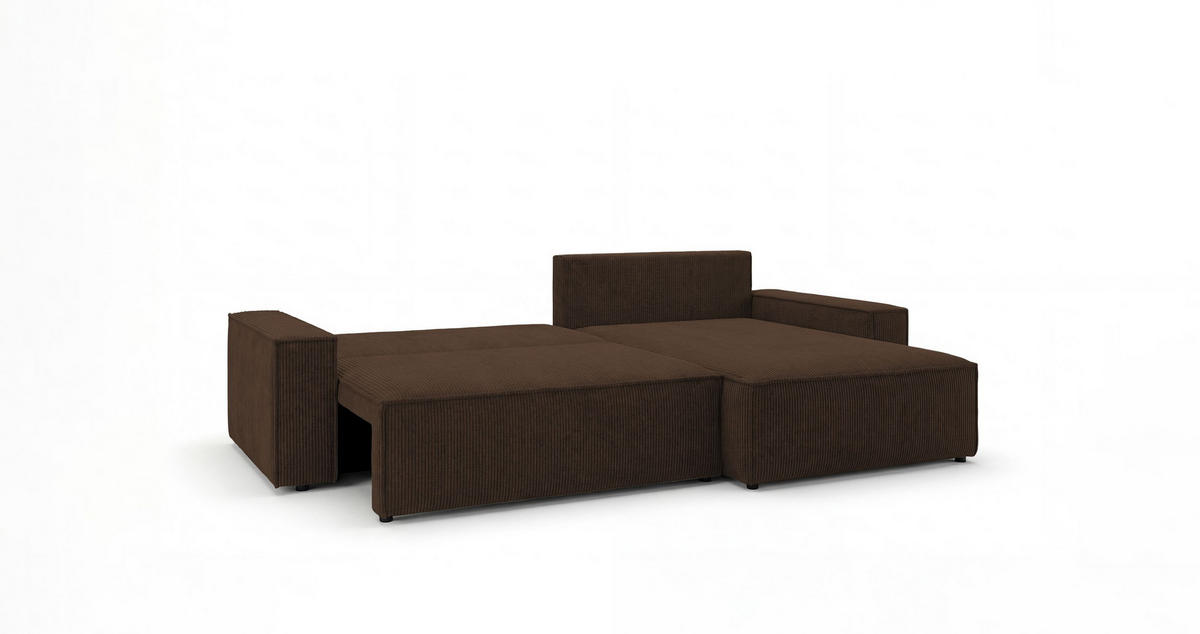ECKSOFA VIENNA rechts braun Cord Poso 6 - Schlaffunktion, Bettkasten - Braun, Textil (285/184cm) - Cornero