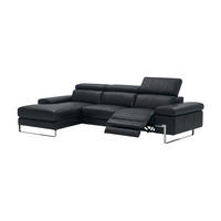 ECKSOFA Lete Echtleder mit 1 x Relaxfunktion Schwarz - Schwarz, Leder/Metall (232/160cm)