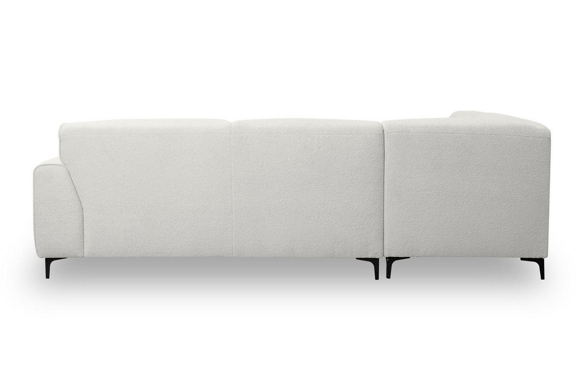 ECKSOFA Mula in L-Form, Coach Farbe: Weiß, Bouclé-Stoff, Ottomane Links - Weiß, Textil (210/274cm) - VENASI MÖBEL