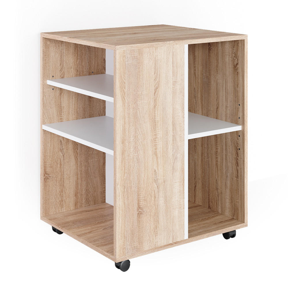 ROLLCONTAINER Sonoma 59.4 x 52.6 cm - Weiß/Sonoma Eiche, Holzwerkstoff (59.4/72/52.6cm) - Vicco