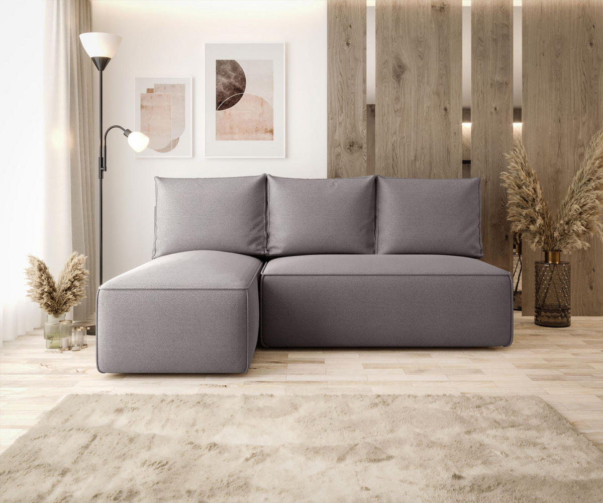 ECKSOFA mit Schlaffunktion SAVIO MINI Curio 83 Links - Grau, Textil (200/140cm) - Bedante