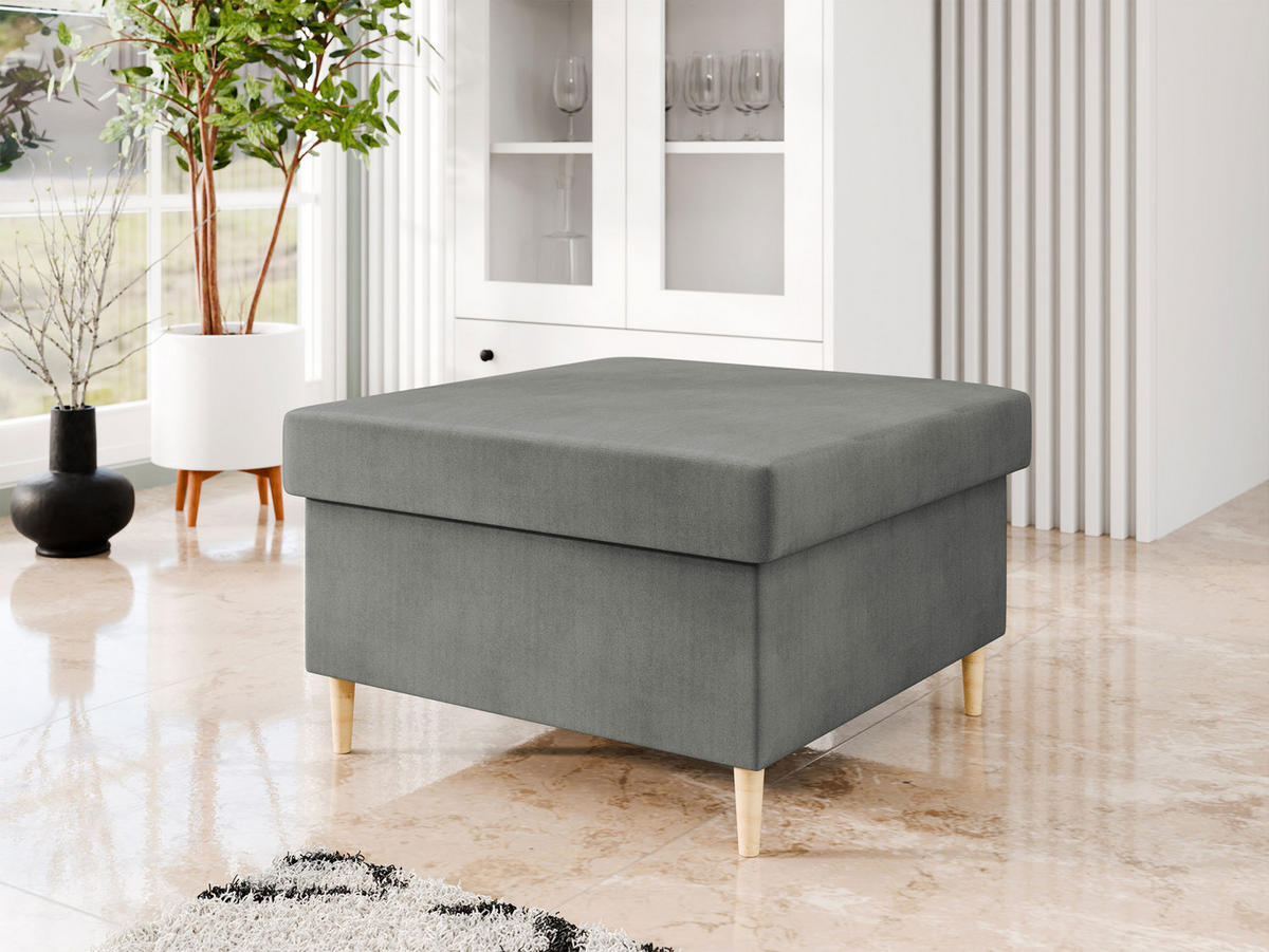 POLSTERHOCEKR Zako P - Naturfarben/Grau, Holz/Textil (70/43/70cm) - MIRJAN24