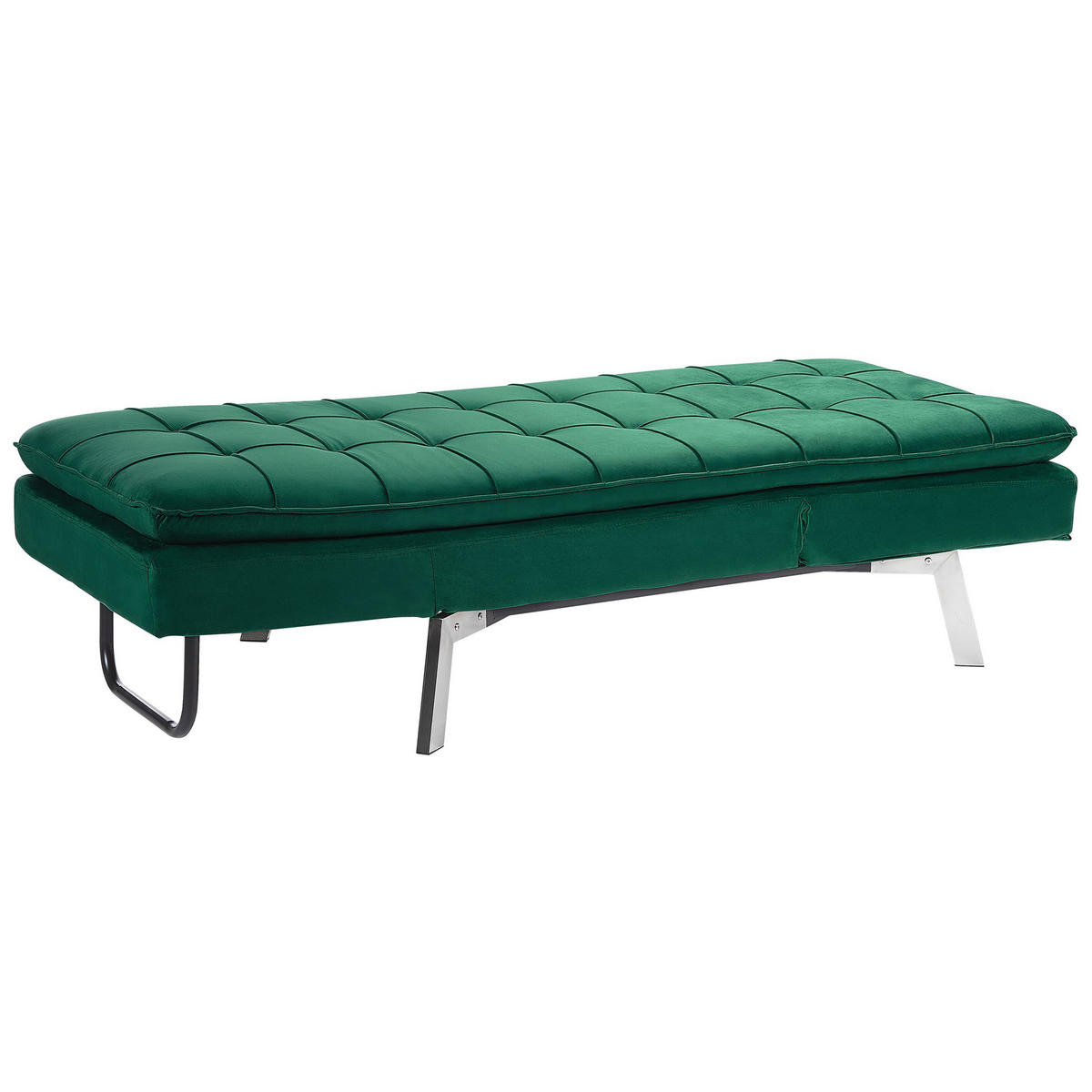 RELAXLIEGE Samtstoff smaragdgrün verstellbar Loiret - Silberfarben/Grün, Textil (179/93/76cm) - Beliani