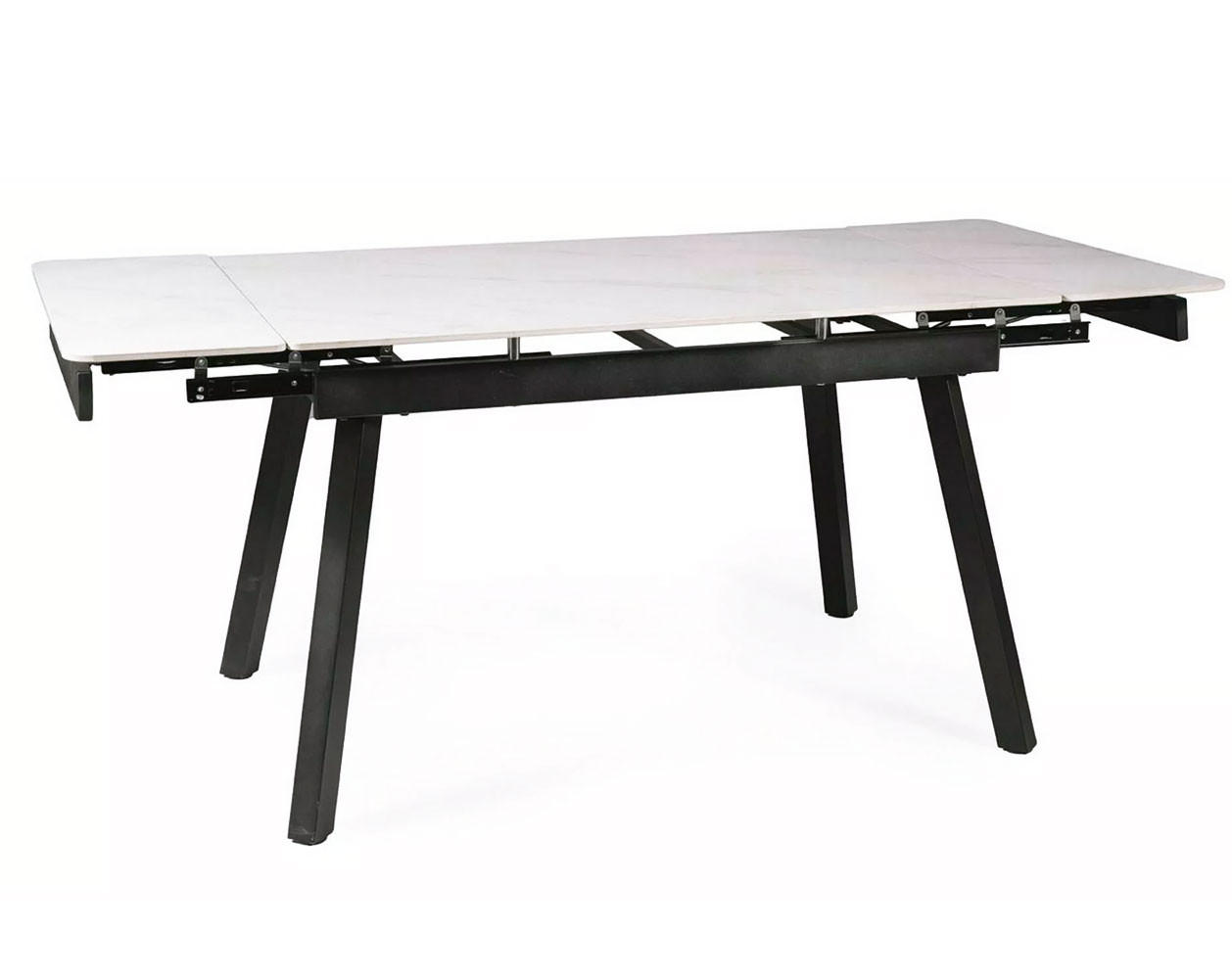 ESSTISCH John Weiß Marmor / Schwarz 150-210 / 90 / 76cm - Schwarz/Weiß, Holz/Metall (90/210/76cm) - Feldmann-Wohnen