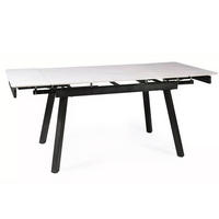 ESSTISCH John Weiß Marmor / Schwarz 150-210 / 90 / 76cm - Schwarz/Weiß, Holz/Metall (90/210/76cm) - Feldmann-Wohnen