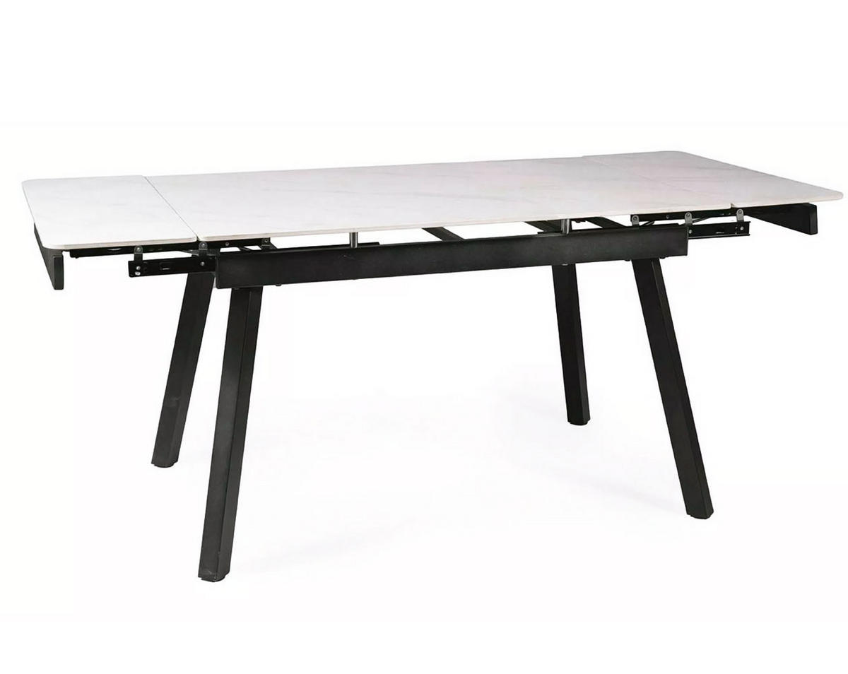 ESSTISCH John Weiß Marmor / Schwarz 150-210 / 90 / 76cm - Schwarz/Weiß, Holz/Metall (90/210/76cm) - Feldmann-Wohnen