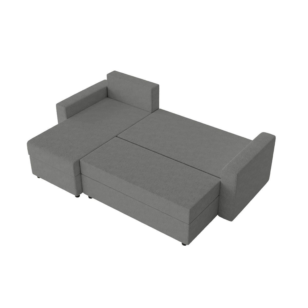 ECKSOFA Goka Lux L mit Schlaffunktion und 2 Bettkästen, Graphit - Graphitfarben, Textil (230/146cm) - Fedve