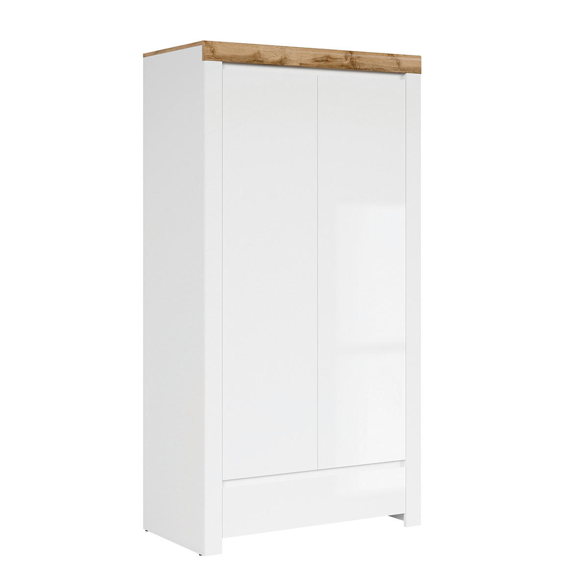SCHRANK 2 Türen Hella Weiß und Holz - Weiß, Holzwerkstoff (106/203/56cm) - Petits-meubles