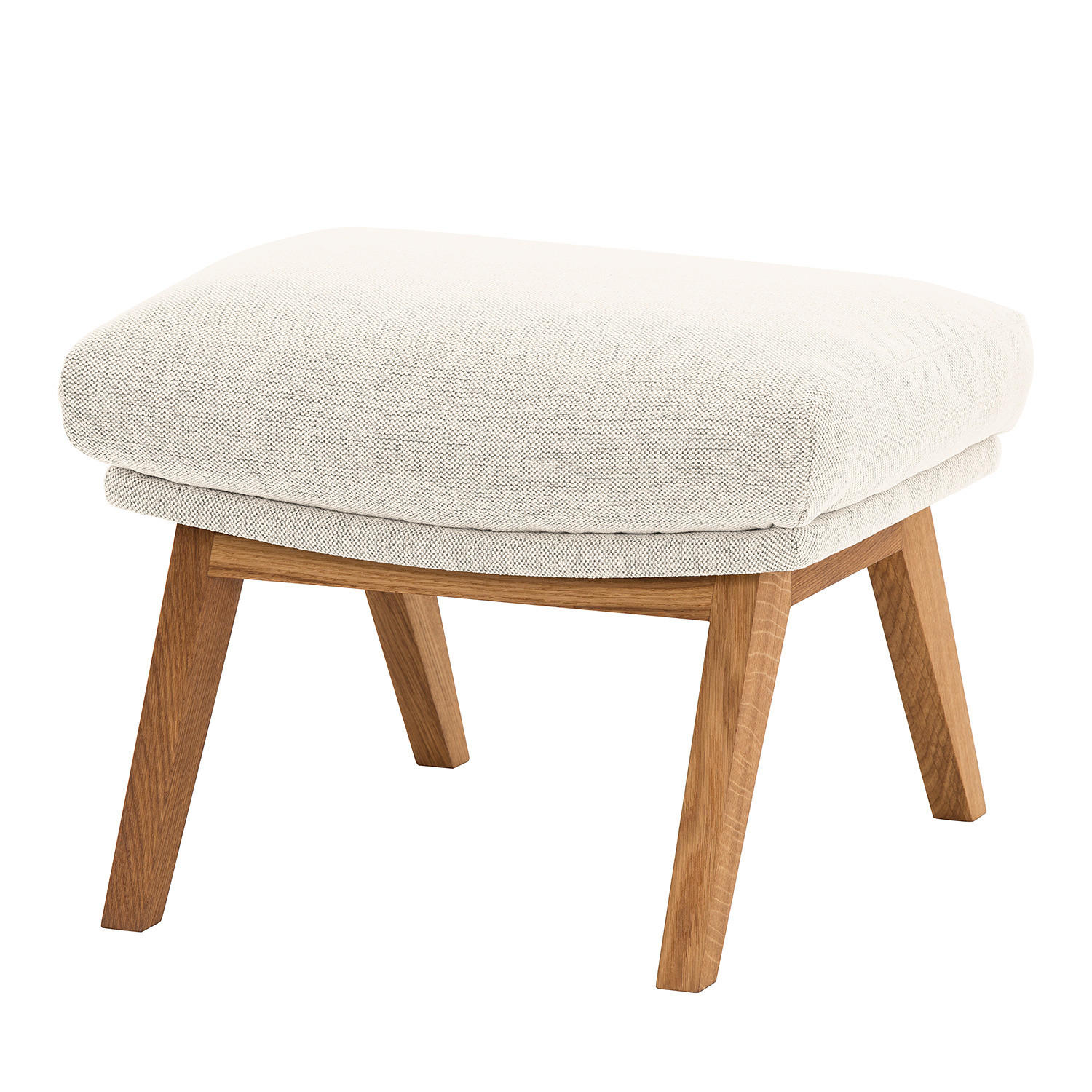 POLSTERHOCKER mit Holzfüßen - Eichefarben/Beige, Textil (51/37/41cm) - home24