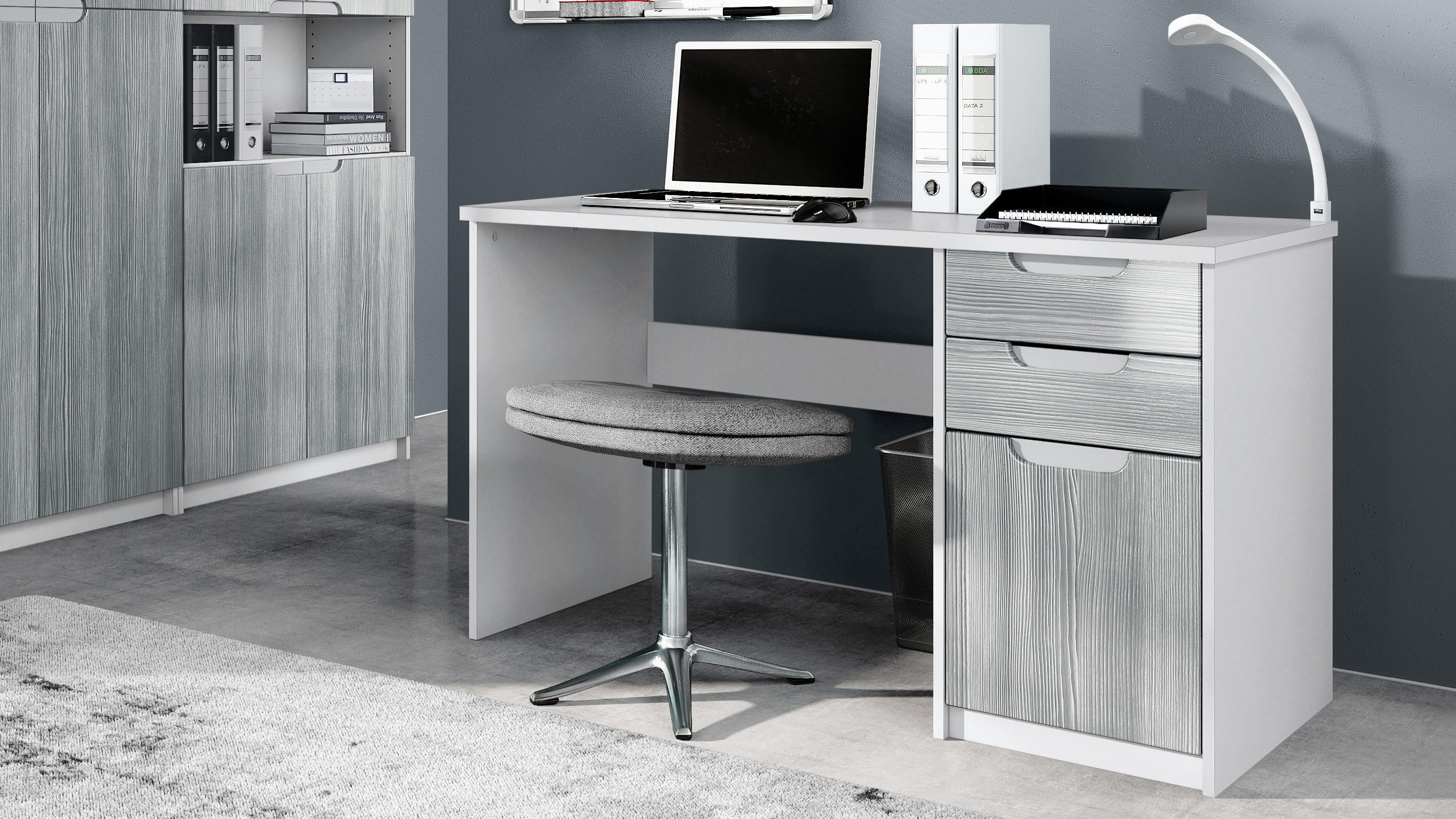 SCHREIBTISCH Logan Fronten in Avola-Anthrazit - Anthrazit, Holzwerkstoff (60/129/76cm) - Vladon