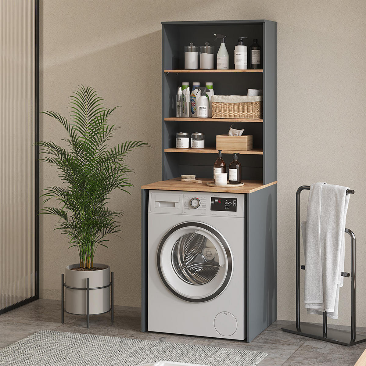 SKŘÍŇKA NA PRAČKU Viktor Antracit/zlatý dub - medově dubová/antracitová, kompozitní dřevo (66/88.2/60cm) - Vicco