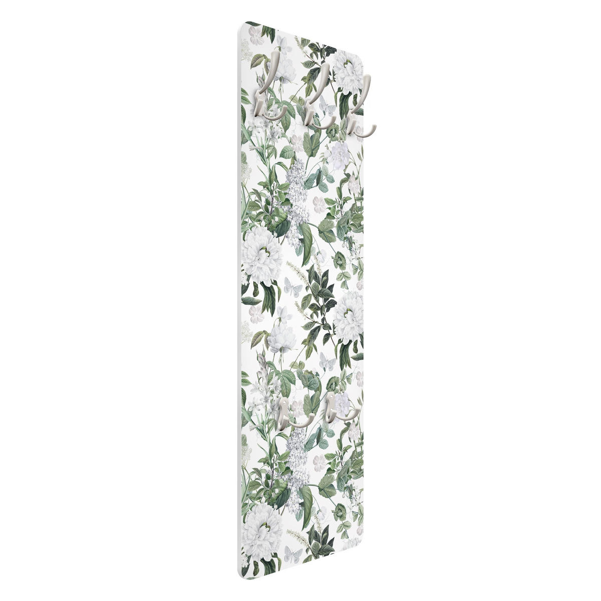 WANDGARDEROBE - Weiße Blüten und Schmetterlinge 34/105 cm - Weiß, Holzwerkstoff (34/105/1.6cm) - Bilderwelten
