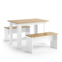 ECKBANKGRUPPE Sentio Weiß/Goldkraft Eiche 112 x 73.6 cm mit 2 Bänken - Honigeiche/Weiß, Holzwerkstoff (112/73/73.6cm) - Vicco