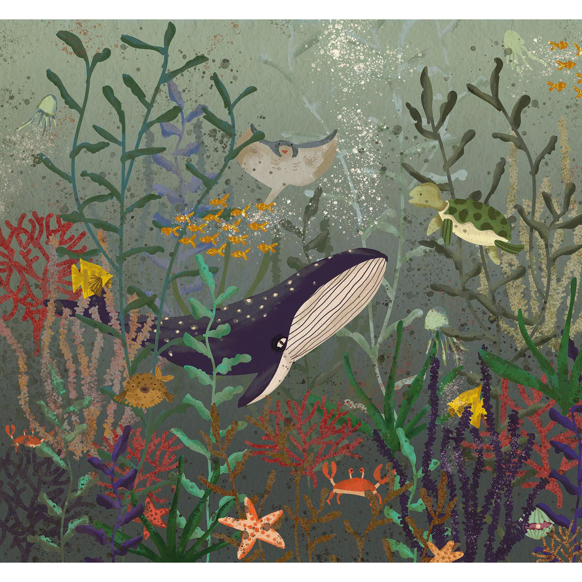 FOTOTAPETE under the sea - Blau, Papier/Kunststoff (280/0.1cm) - Art for the Home