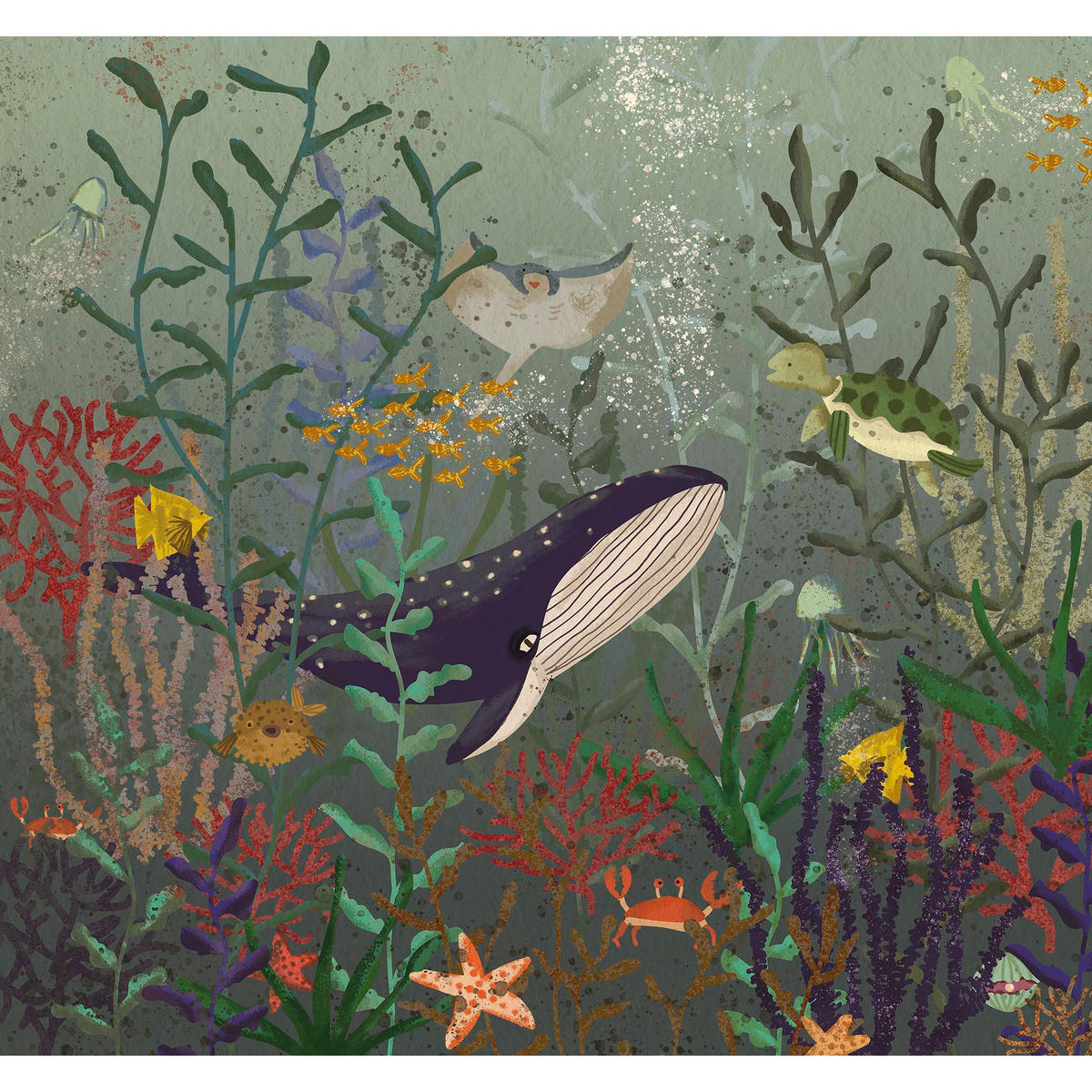 FOTOTAPETE under the sea - Blau, Papier/Kunststoff (280/0.1cm) - Art for the Home