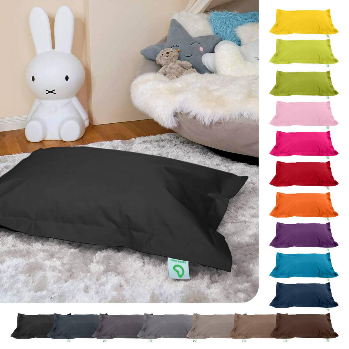 KINDER-SITZSACK 70x100cm - 70 Liter - Schwarz, Textil (70/10/100cm) - Green Bean