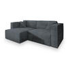 ECKSOFA NERIO Grau Kordstoff mit Schlaffunktion - Grau, Holz (245/148cm) - MASSENO