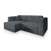 ECKSOFA NERIO Grau Kordstoff mit Schlaffunktion - Grau, Holz (245/148cm) - MASSENO