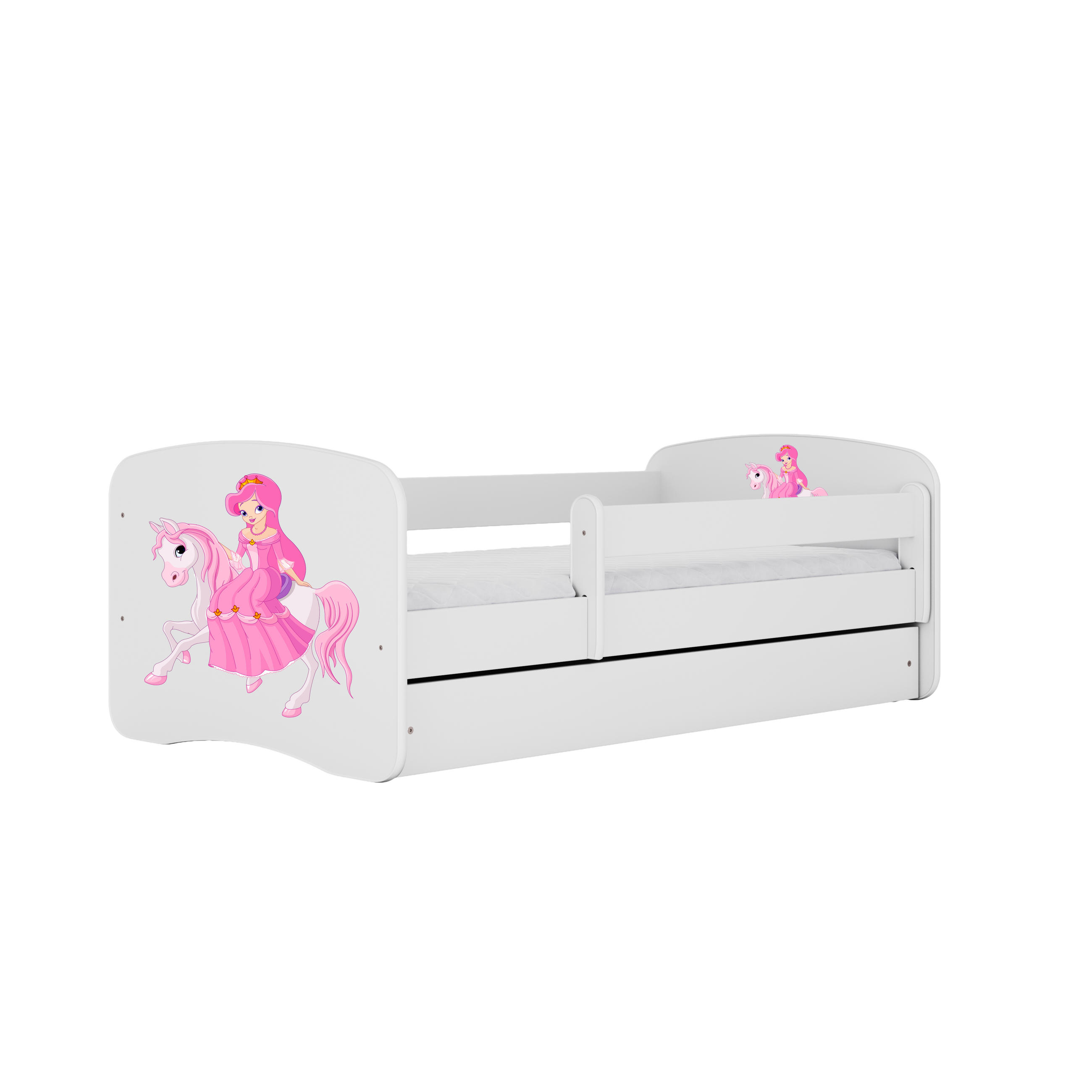 KINDERBETT Prinzessin zu Pferd mit Schublade 140/70 80/61/144 - Weiß, Holzwerkstoff (70/140cm) - RAUMHIRSCH FURNITURE
