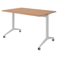 SEMINARTISCH klappbar & fahrbar 80/120/75 cm in Nussbaumfarben/Silberfarben - Silberfarben/Nussbaumfarben, Holzwerkstoff (80/120/75cm) - bümö
