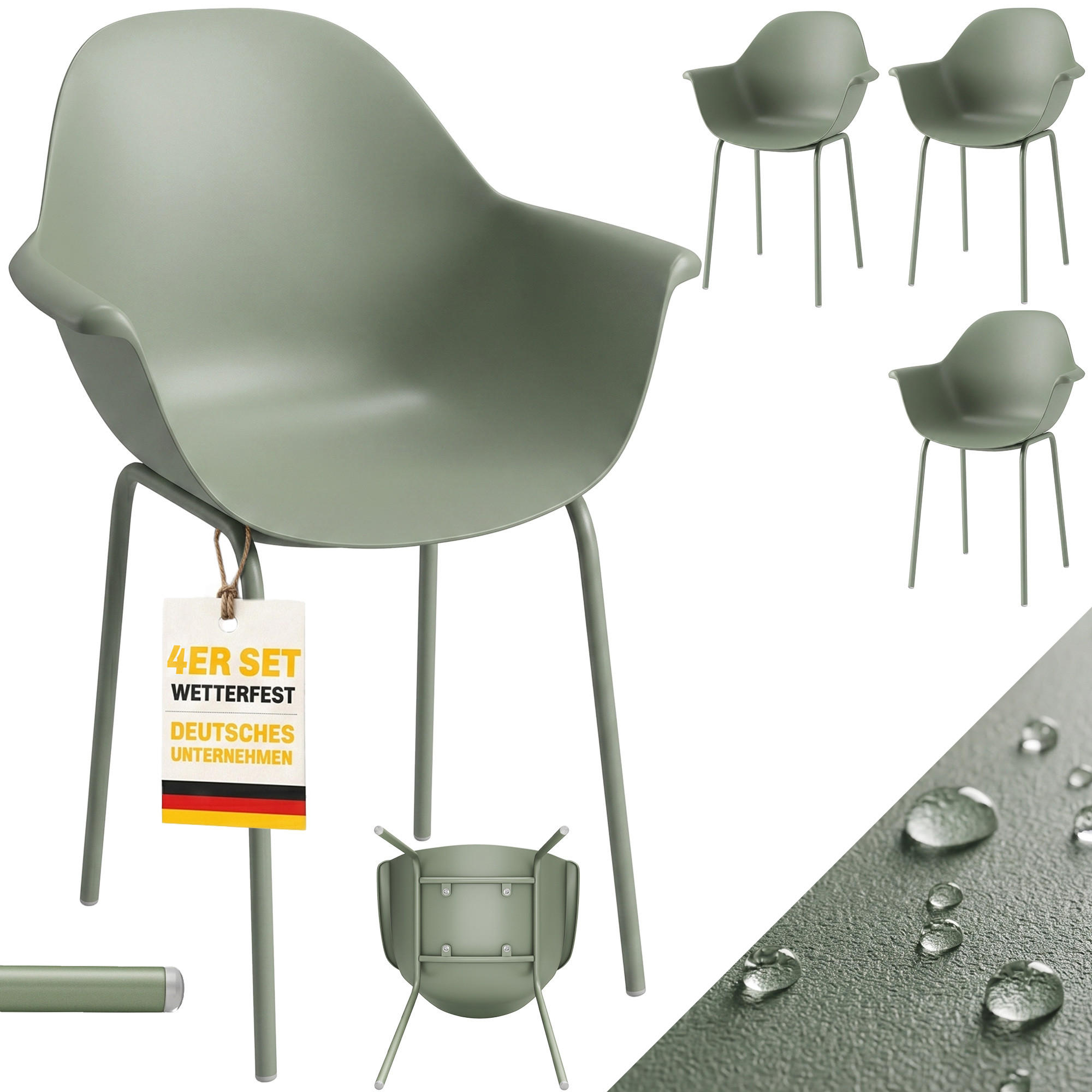 ESSZIMMERSTÜHLE 4er-Set Grün 59.0/55.0/84.0 cm - Grün, Metall (55/84/59cm)