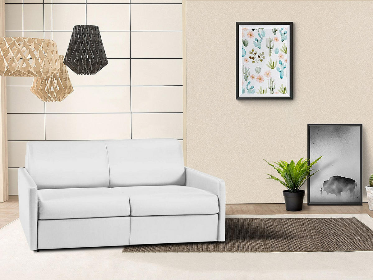 SCHLAFSOFA - 3 Personen - kunstleder - weiß Calife - Weiß, Leder (170/85/223cm) - Vente-Unique