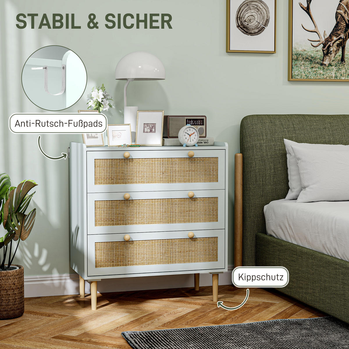 KOMMODE mit 3 Schubladen, Hellblau, 80 x 40 x 87,5 cm - Hellblau, Holzwerkstoff (80/87.5/40cm) - HOMCOM