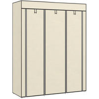 KLEIDERSCHRANK 125/162,5/43 cm Cremeweiß aus Stoff mit Kleiderstangen - Creme, Textil (43/162.5/125cm) - OKMYHOME
