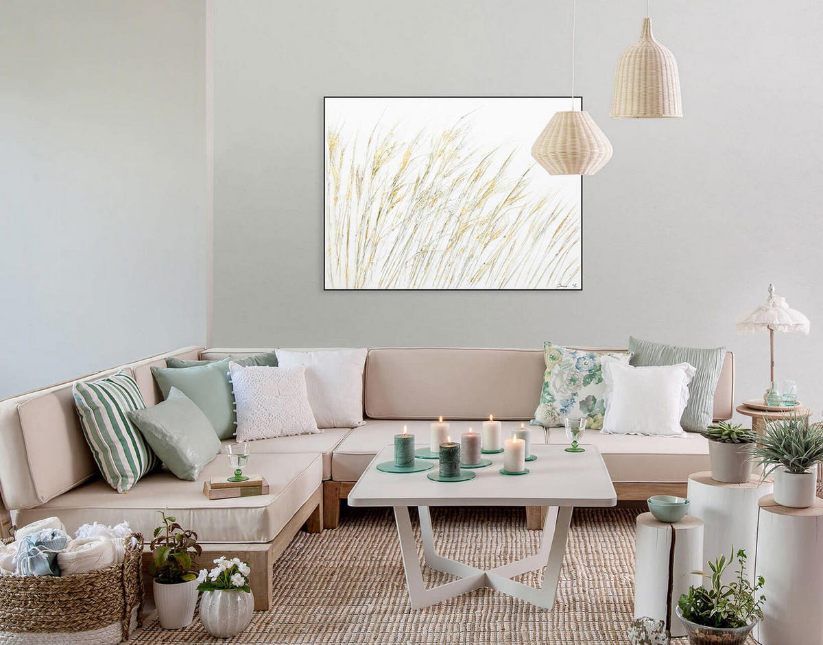 ACRYLBILD HANDGEMALT 100/75 cm - Beige, Holz/Textil (100/75cm) - KUNSTLOFT