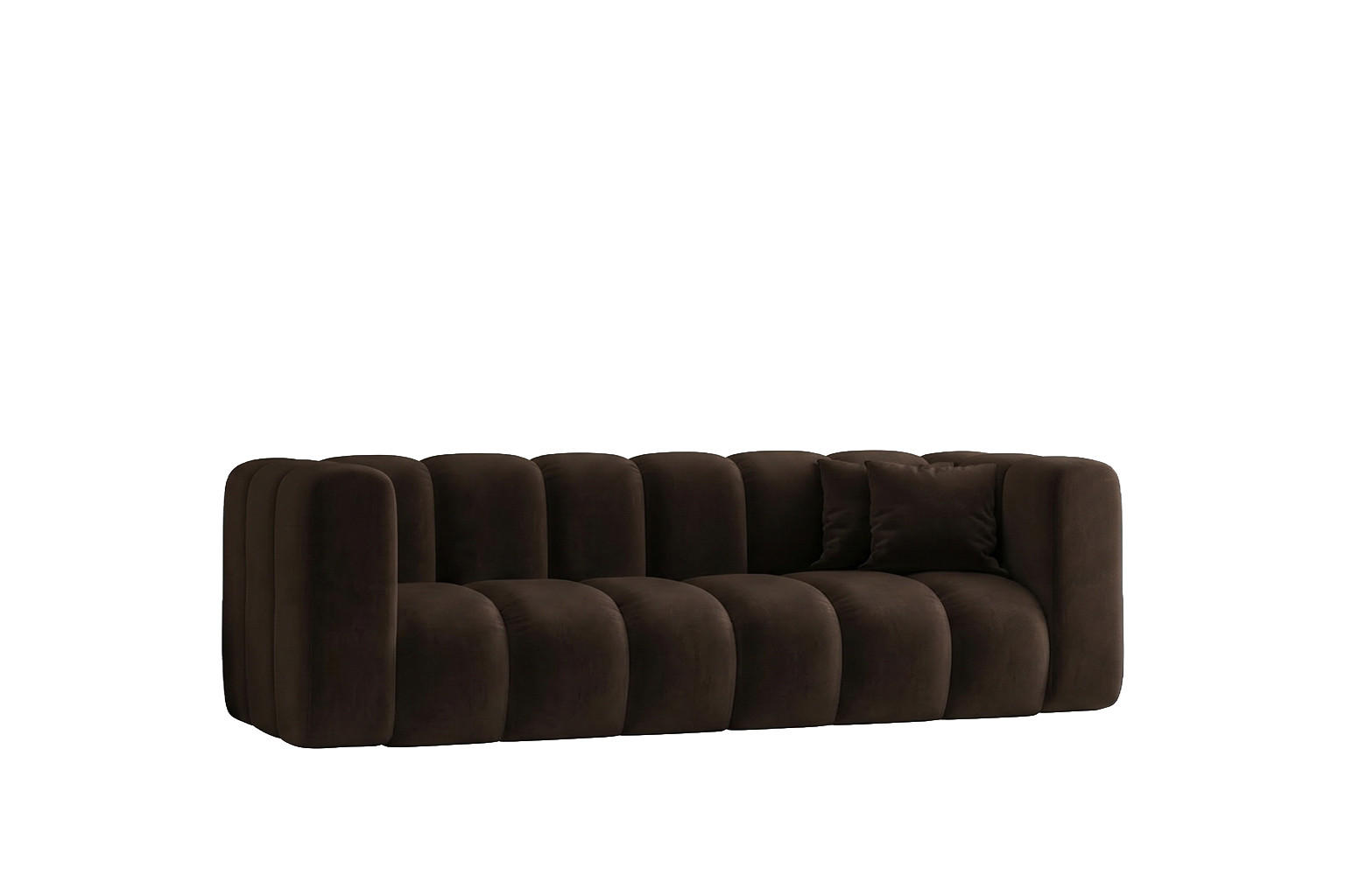 SOFA 3-Sitzer Modulares, Velvet-Stoff Riviera, Schokolade, GRAND - Braun, Holz (230/70/89cm) - Kaiser Möbel