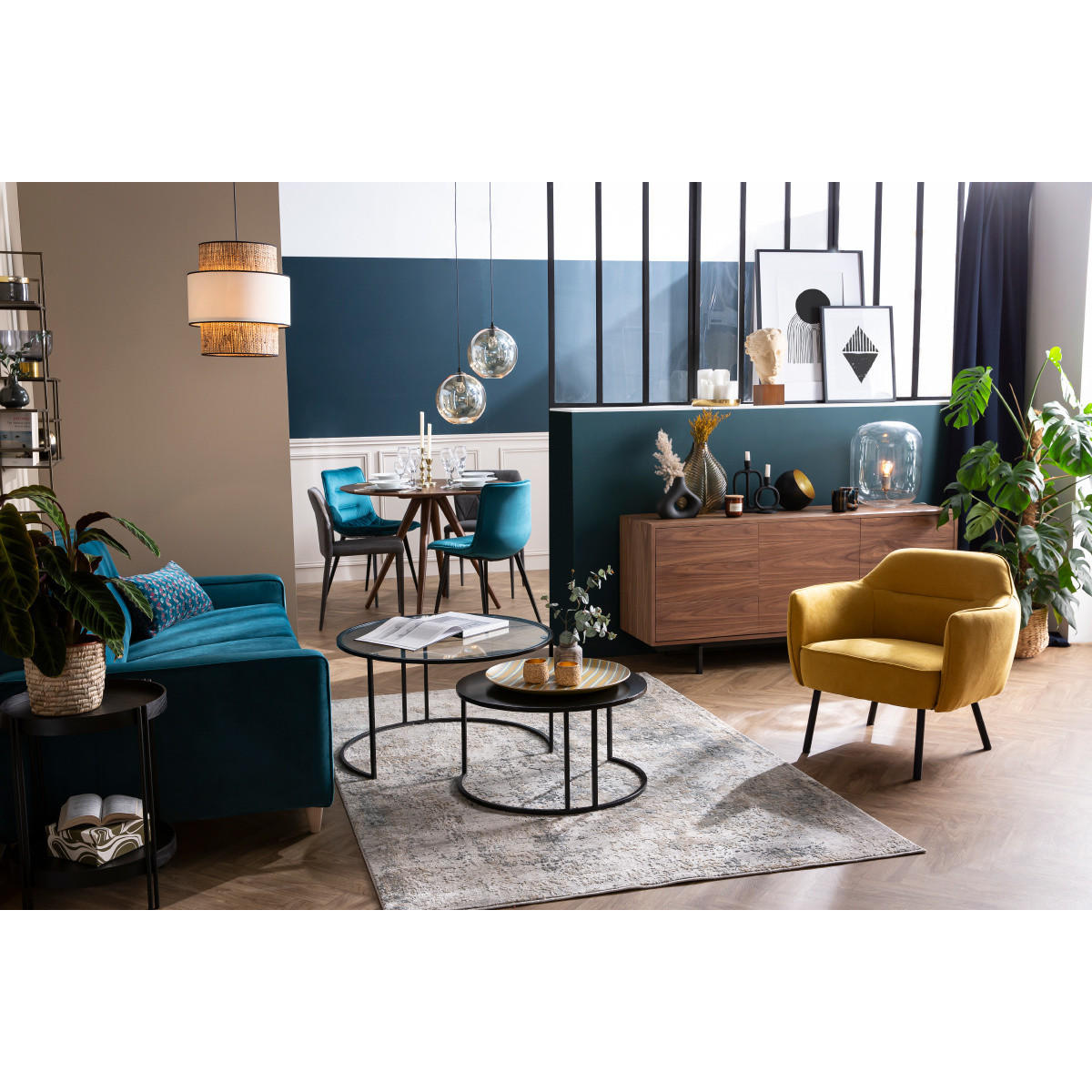 STOFFSESSEL Dunkelgrau Samteffekt LAURENS - Dunkelgrau, Textil (69/71.5/74cm) - Miliboo