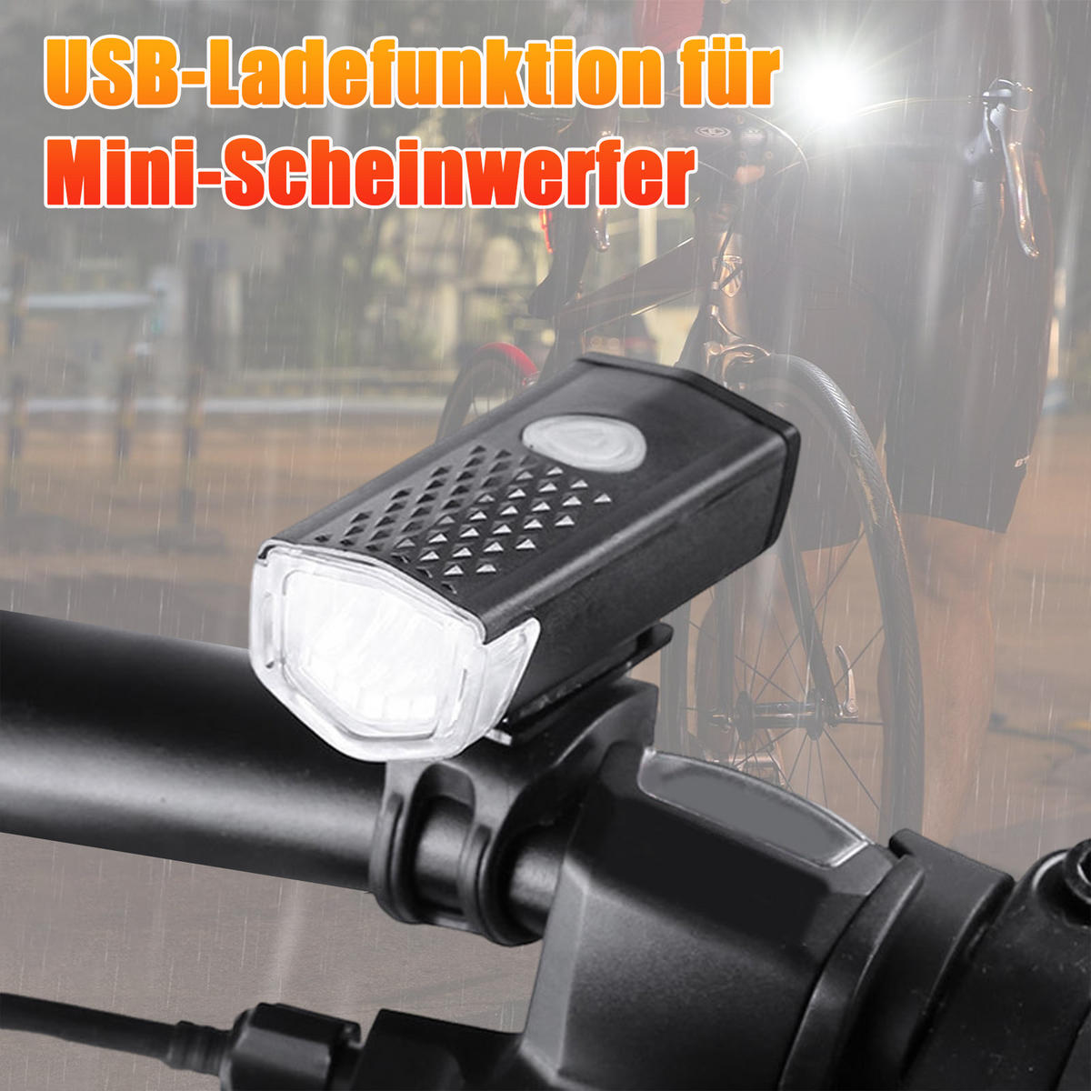 FAHRRADZUBEHÖR Set 5in1, LED-Licht, Gepäckträgertasche & Kettenschloss - Schwarz, Textil (17/39/35cm)