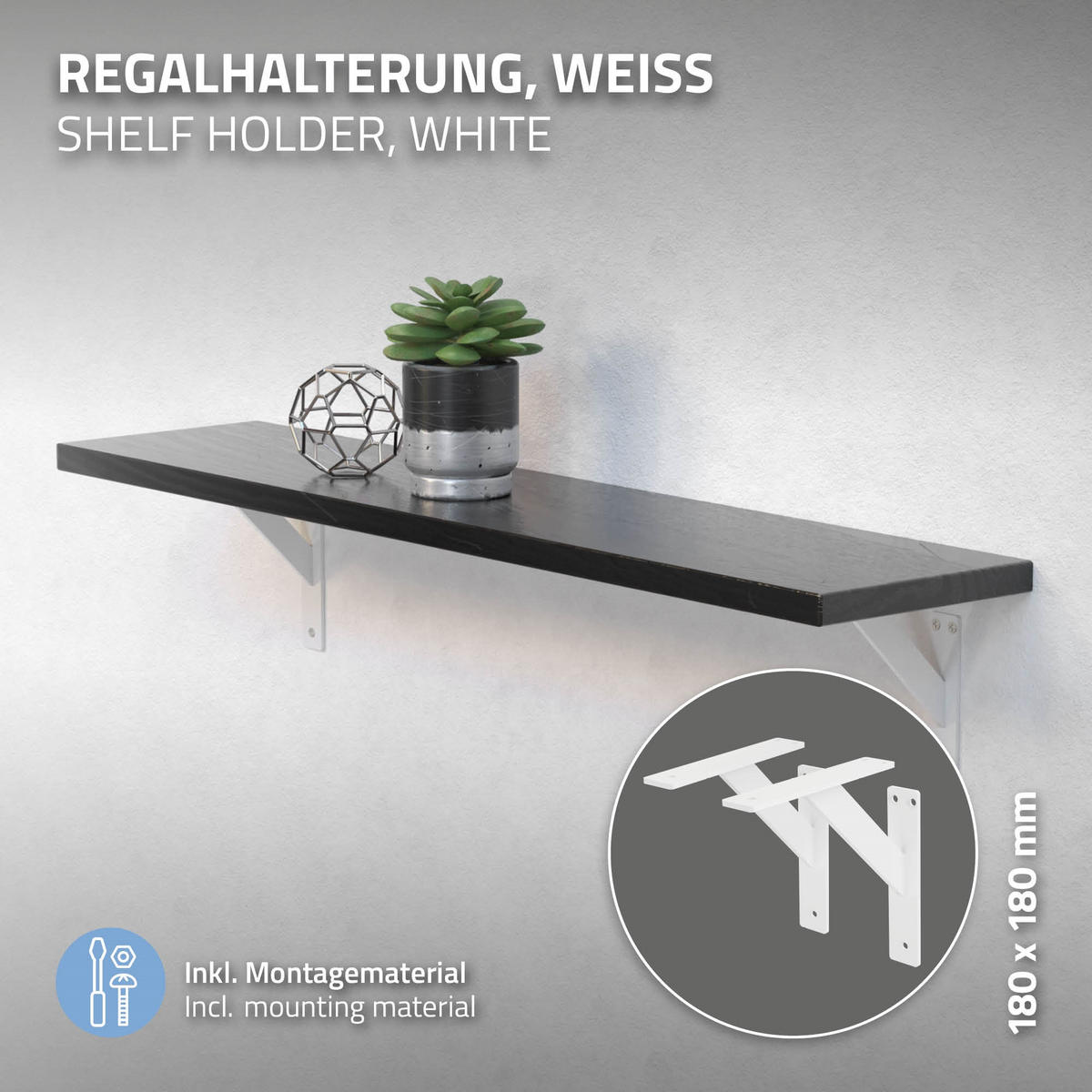 REGALHALTERUNGEN - Weiß, Metall (18/3/18cm) - ML-DESIGN