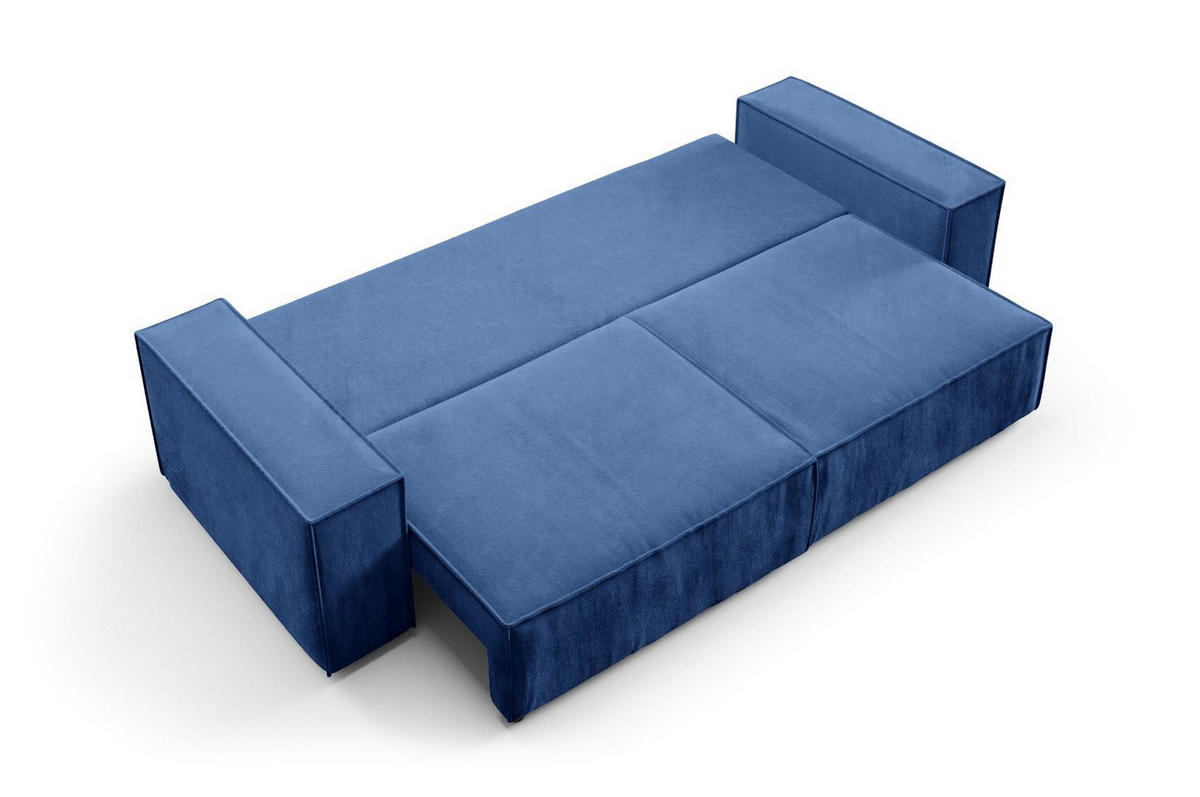 SCHLAFSOFA mit Bettkasten Blau - Dunkelblau, Textil (255/88/102cm) - Furnisell