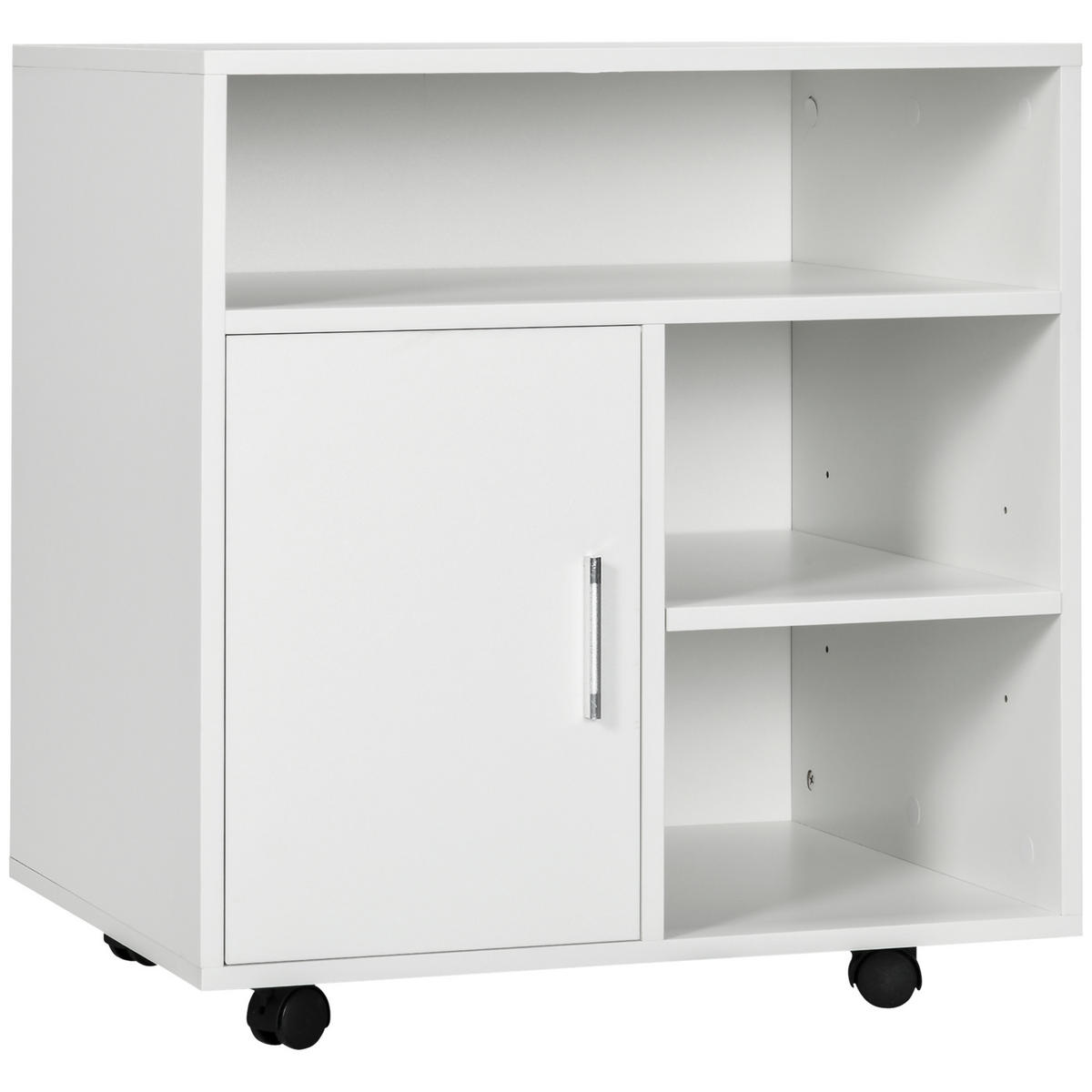 ROLLCONTAINER DE-14506 mit Schrank und 3 Fächern Weiß - Weiß, Holzwerkstoff (50/65/60cm) - ComfortXL