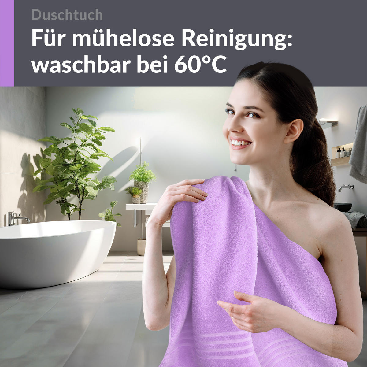 DUSCHTUCH London Flieder Lila 2er Set 70x140 - Flieder, Textil (70/140cm) - Lashuma