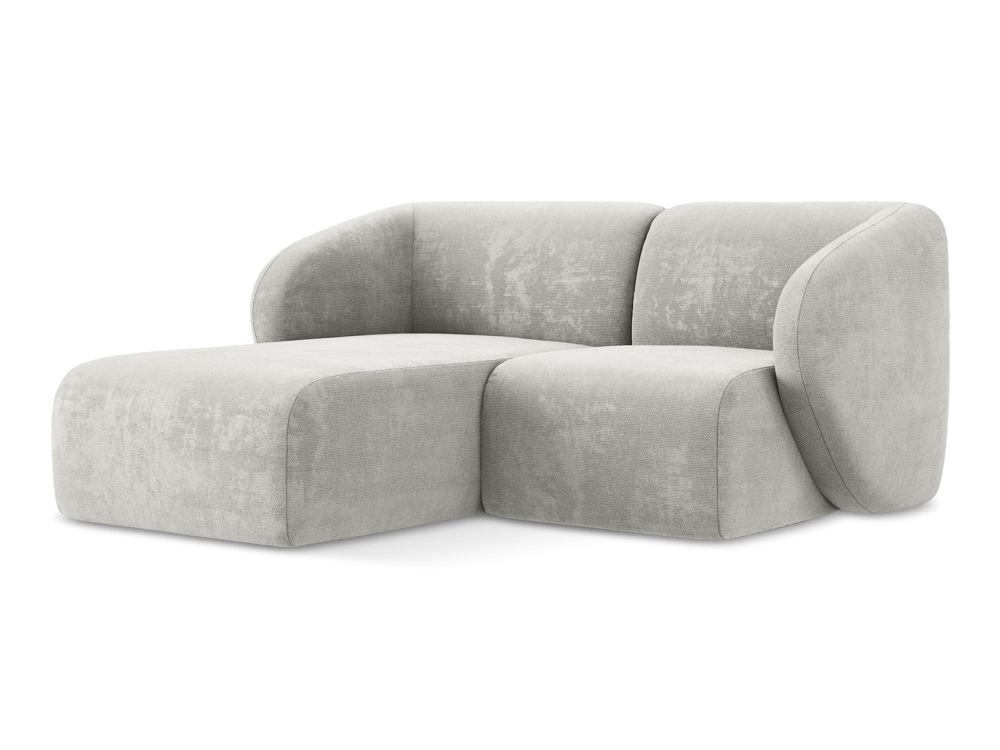 ECKSOFA Links Chenille Stoff Grau - Hellgrau/Schwarz, Holzwerkstoff/Kunststoff (178/166cm) - Makamii